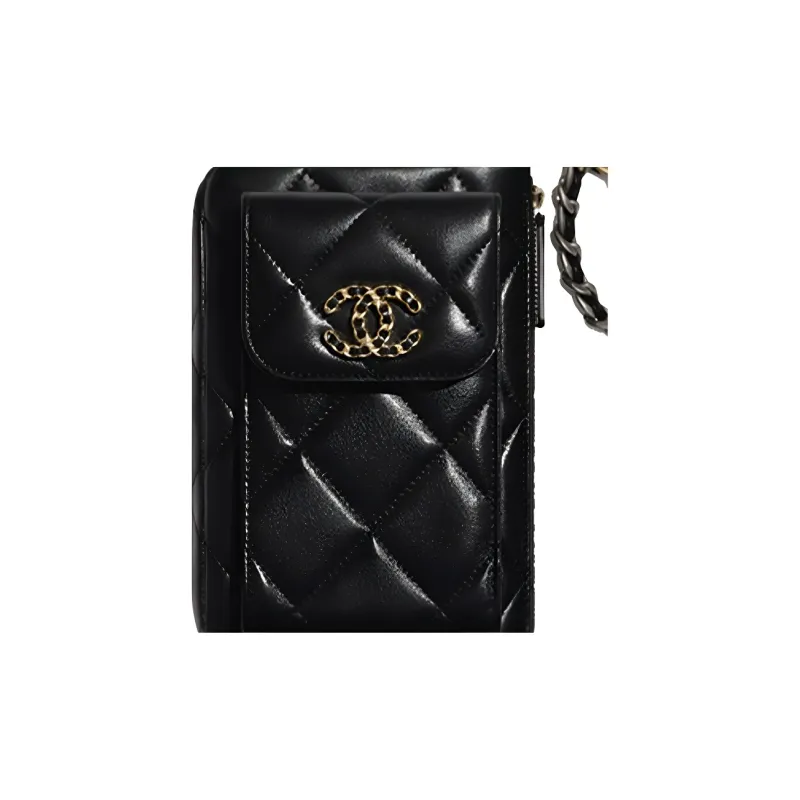 CHANEL 19Bag Lambskin Clutch Women's Black-4