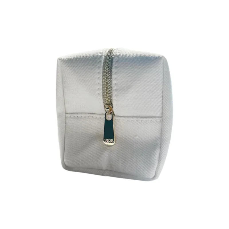 DIOR Minimalist Modern Classic Print Denim Fabric White Makeup Bags Portable 18*9*11cm-3