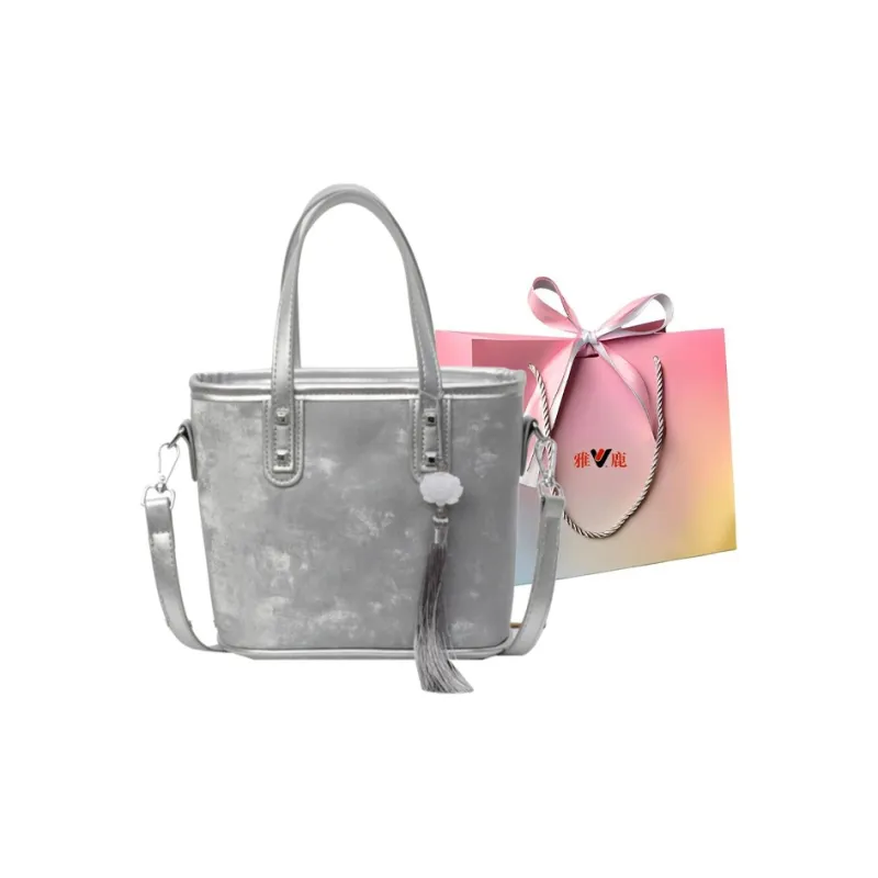 Yalu PU Handbag Regular Women's Black/Ecru/Silver/Pink-14