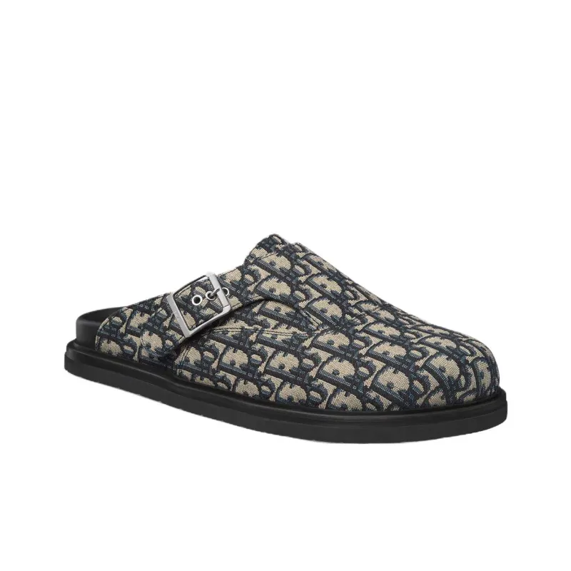 DIOR Aqua Closed Toe Slippers Men's Beige Black-2