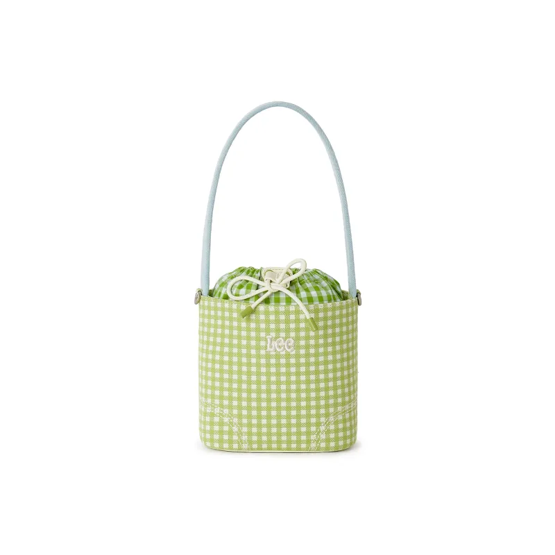 Lee Fabric Bucket Bag, Handbag, Shoulder Bag Women's Green Plaid-1