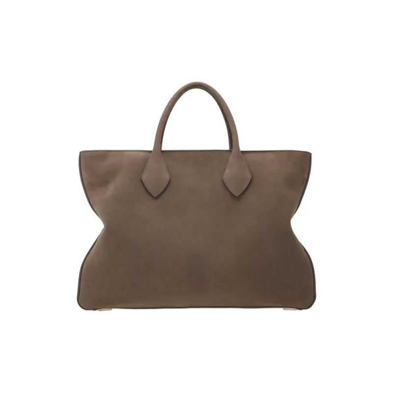 FERRAGAMO Cow Leather Tote Bag Shopping Bag Handbag Large Size Men's Coffee-3