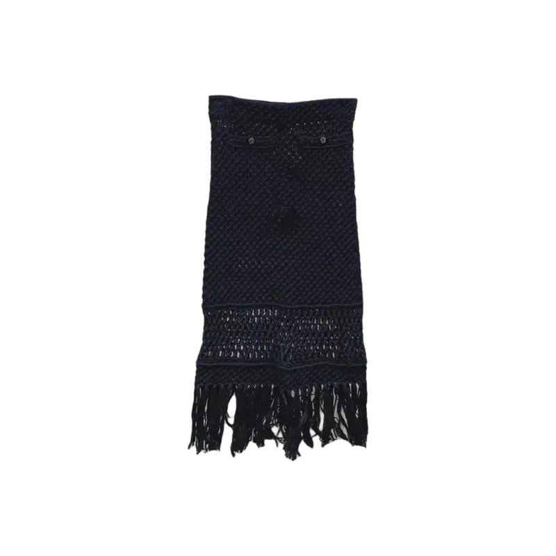 CHANEL 22C Early Spring Vacation Collection Casual Long Skirt Women's Black-0