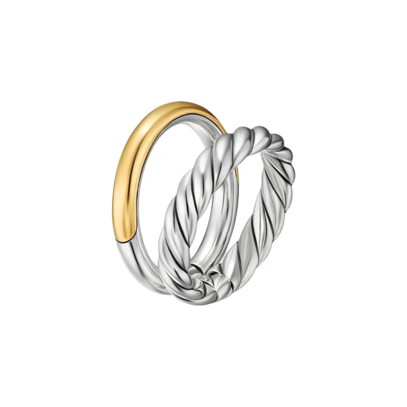 David Yurman 18K Yellow Gold And Sterling Silver Dy Mercer® Two Row Ring-2