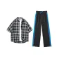 Clothing Set (Black Gray Short-Sleeved Top+Black Pants)