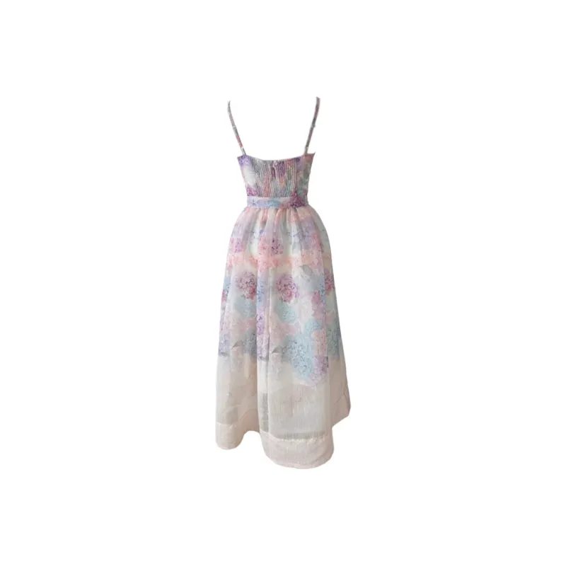 GUOZHEN Slip Dresses Women's Apricot With Hydrangea-1