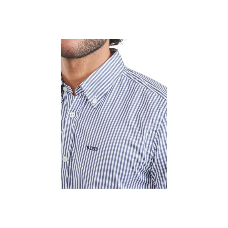 HUGO BOSS Pinstriped Curved Hem Shirt-4