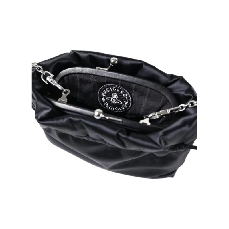 Vivienne Westwood Eva Series Silk Shoulder Bag Trumpets Women's Black-3