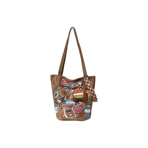 Debecca Canvas Shoulder Bag Women's Coffee Brown