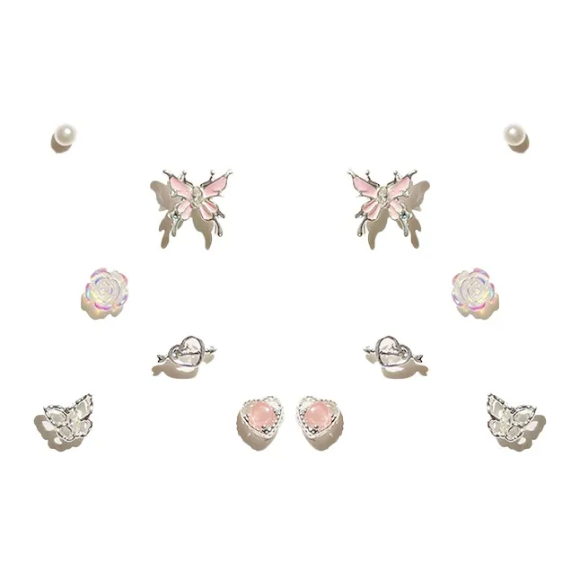SHEEHHYY Alloy Stud Earrings Women's-5