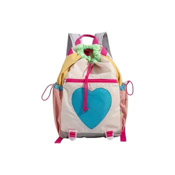 Yalu Nylon Backpack Regular Unisex Green/Pink/Brown