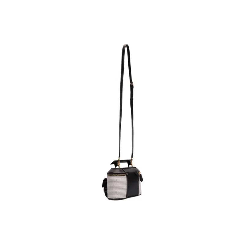 BALMAIN Leather Handbag Women's White & Black-2