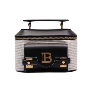 BALMAIN Leather Handbag Women's White & Black