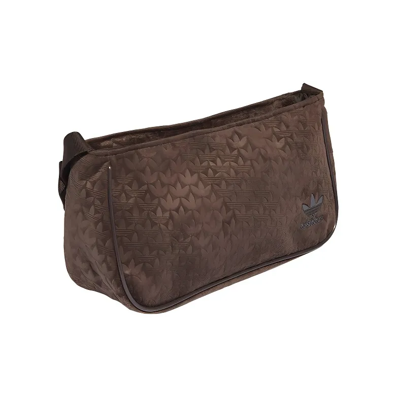 Adidas Recycled Polyester Velour One Shoulder Handbag Mini Women's Dark Brown-1