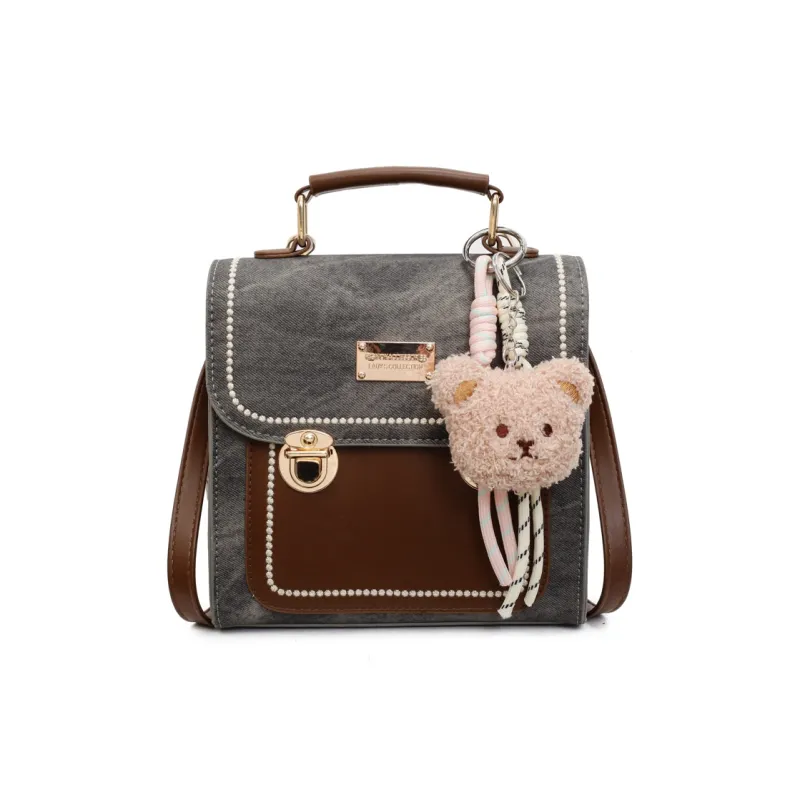 Miss Angel PU Backpack Unisex Denim Blue/Dark Tea/Ecru/Coffee-6