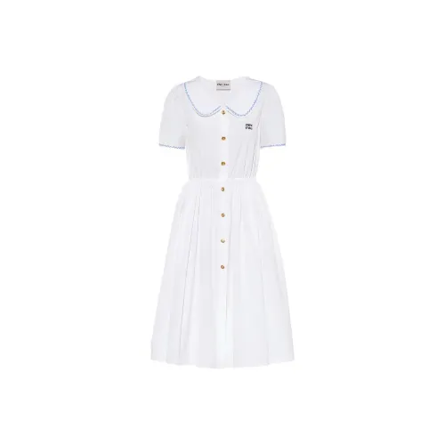 MIU MIU SS22 Short Sleeved Dress Women's White