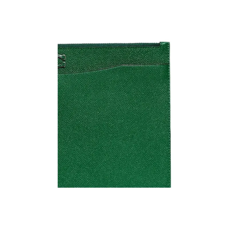 COACH Wristlet Canvas With Cross Grain Leather Wrist Bag Clutch Large Size Women's Green-4