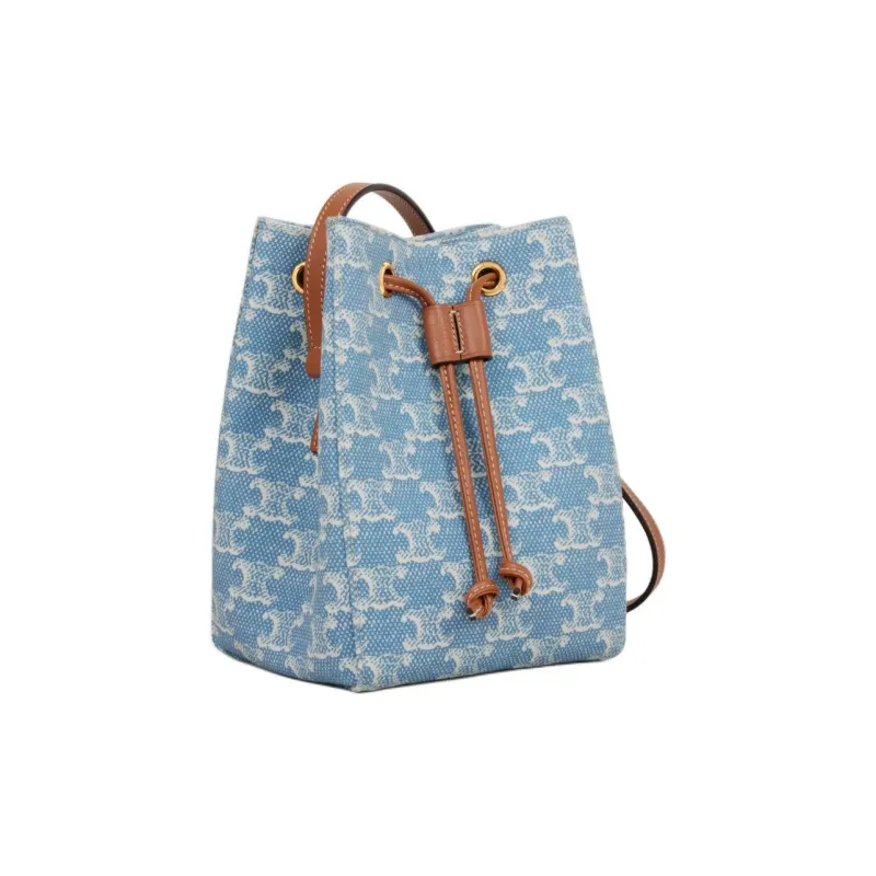 CELINE Fabric Bucket Bags Crossbody Bag, Shoulder Bag Mini Women's Blue-1