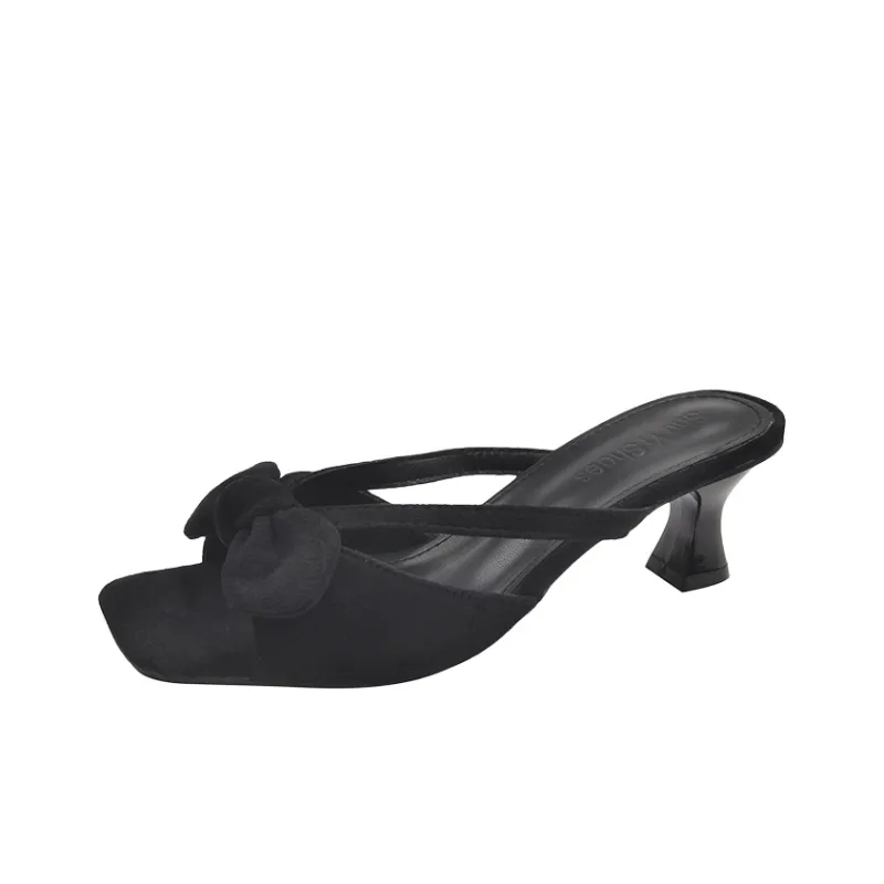AJPAP Leather Patchwork Slide Slippers Women's-0