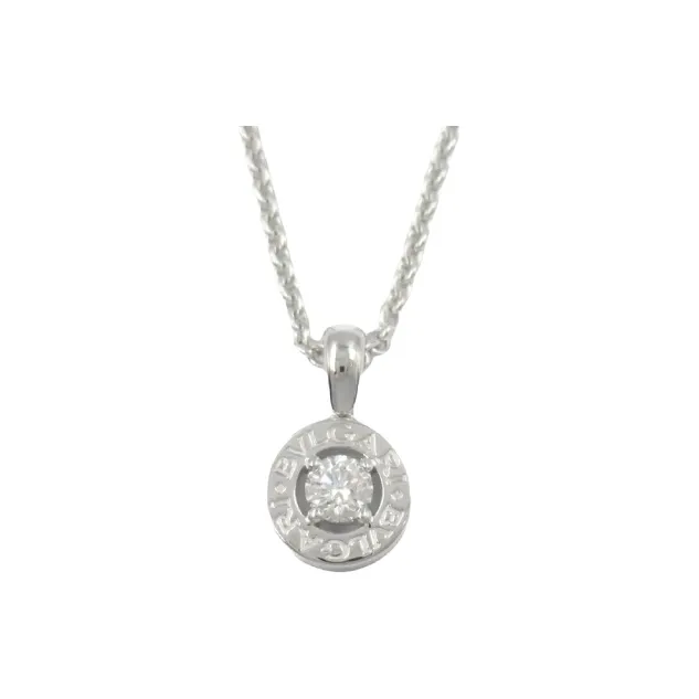 BVLGARI 2010s 18K White Gold BVLGARI BVLGARI Diamond Pendant Necklace-0