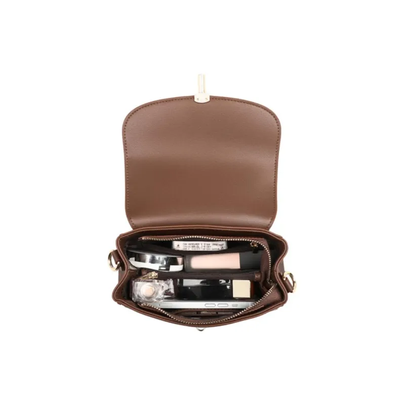 VINEY Synthetic Leather Small Square Bag Shoulder Bag, Crossbody Bag Regular Women's Coffee-4
