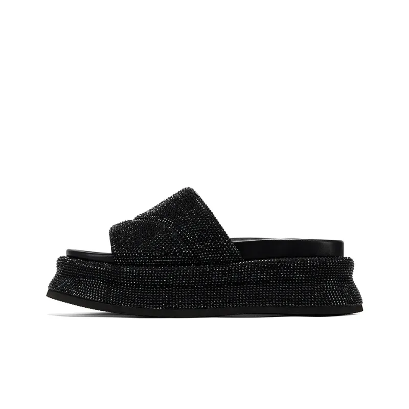 GG CC Rhinestone Slip Resistant Abrasion Resistant Slide Slippers Women's-0