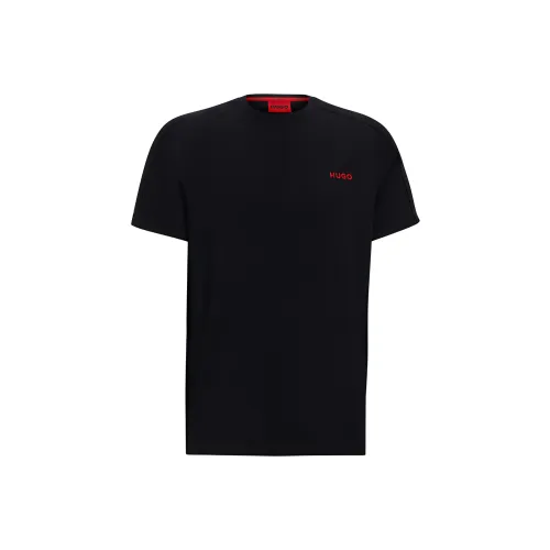HUGO BOSS Stretch-Cotton T-Shirt With Logo Tape Sleeves T-Shirt Men's Black