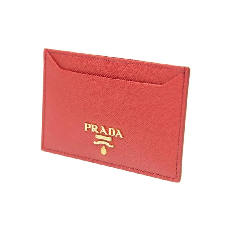 PRADA Cow Leather Card Holder Women's Red-1