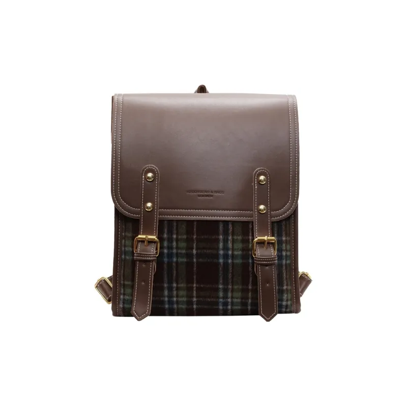 Yalu PU Backpack Women's Pink Plaid/Green Plaid-6