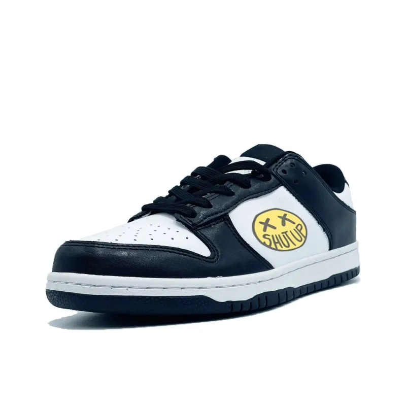 PAIN OR PLEASURE Low Top Skateboard Shoes Unisex Black White-1