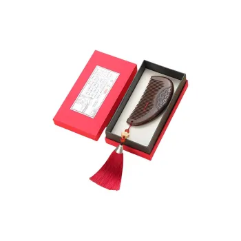Evening Tang Natural Golden Sandalwood Wooden Comb Premium Carving