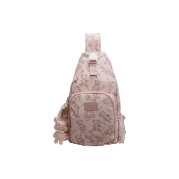 Yalu Canvas Sling Bag Backpack Unisex Black/Ecru/Pink