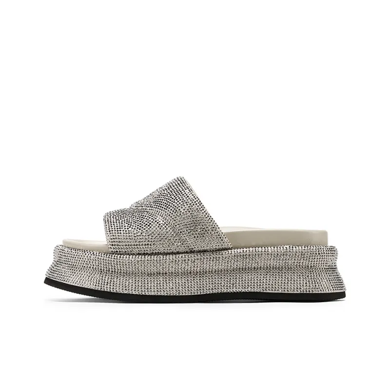 GG CC Rhinestone Slip Resistant Abrasion Resistant Slide Slippers Women's-8
