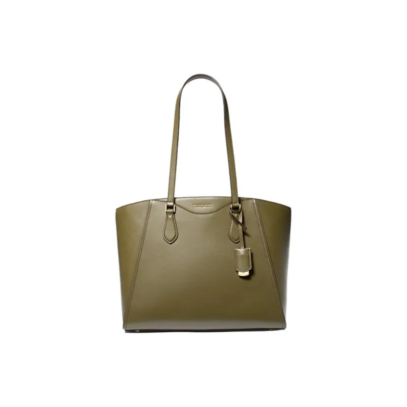 MICHAEL KORS TARYN Leather Tote Bag, Shopping Bag, Shoulder Bag Large Size Women's Green-0