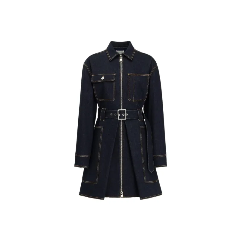 Alexander McQueen Long Sleeved Dress Women's Blue-0