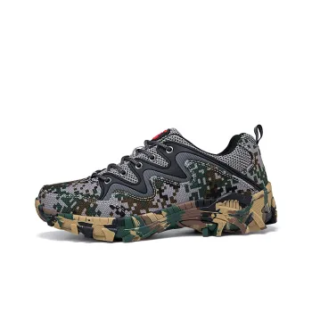 TELENT Coverage Slip Resistant Low Top Mountaineering & Hiking Shoes Men's Army Camouflage