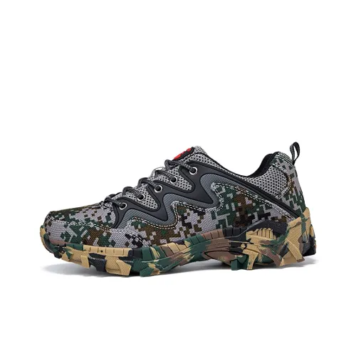 TELENT Coverage Slip Resistant Low Top Mountaineering & Hiking Shoes Men's Army Camouflage