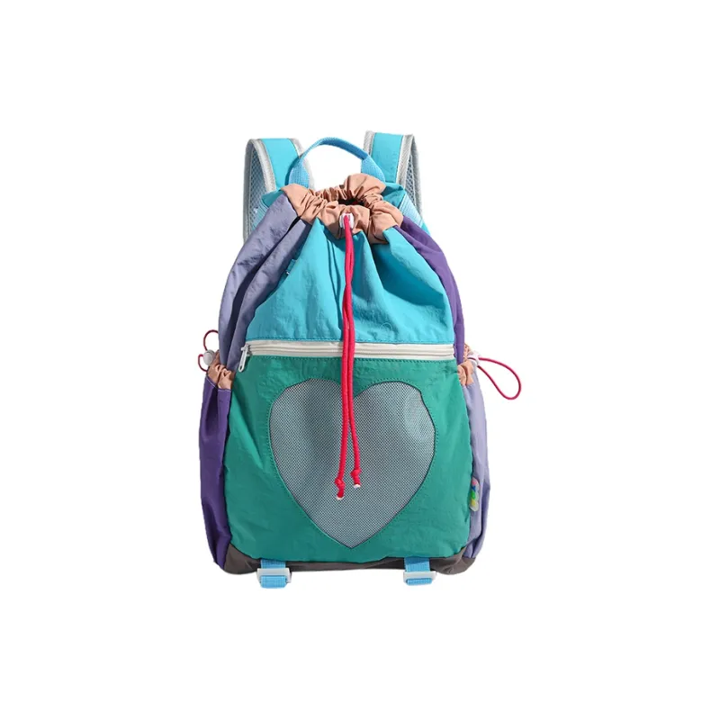 Yalu Nylon Backpack Regular Unisex Green/Pink/Brown-7
