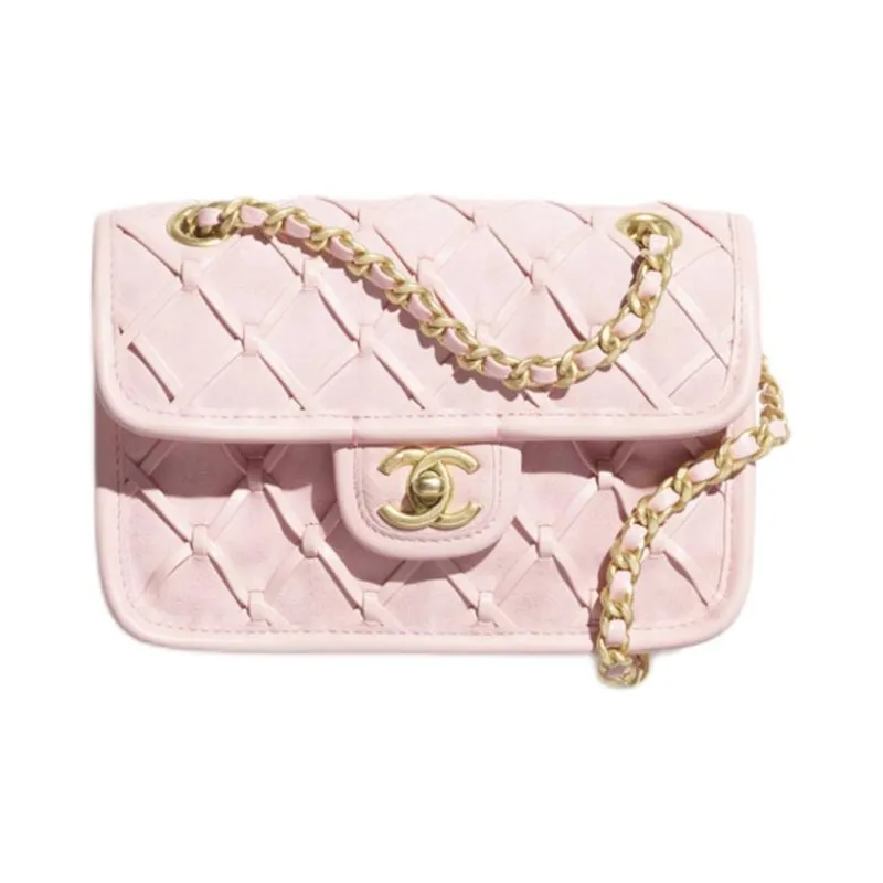 CHANEL Calfskin Shoulder Bag Mini Women's Light Pink Red-0