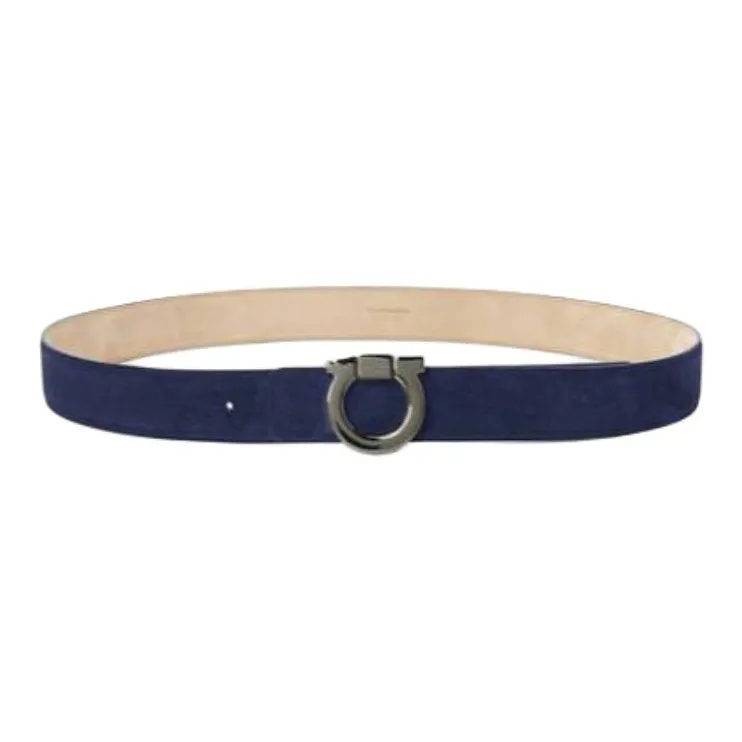 FERRAGAMO Suede Leather Belts Men's Blue  -1