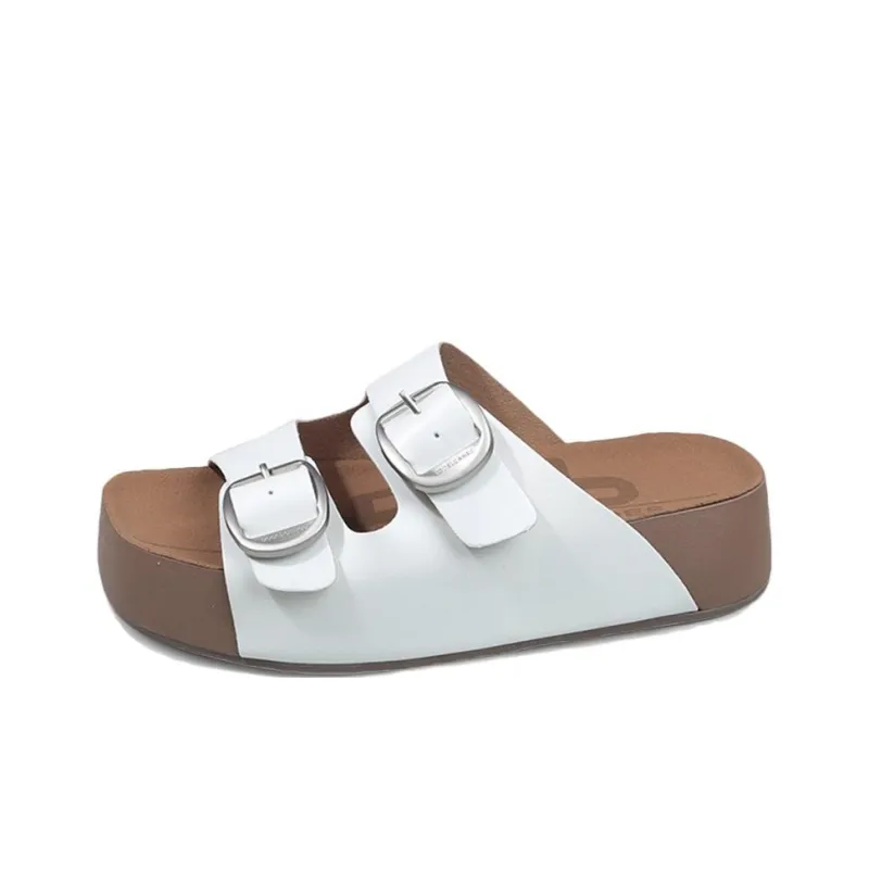 WENPU Slide Slippers Women's Khaki, White, Lemon-4