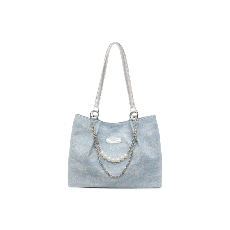 Bueno Oxford Shoulder Bag Women's Denim Blue, Sky Blue, Black, Royal Blue-3