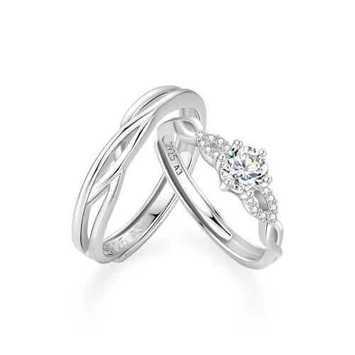 Floating Joy 925 Sterling Silver Zircon Rings Unisex Silver/Rose Gold