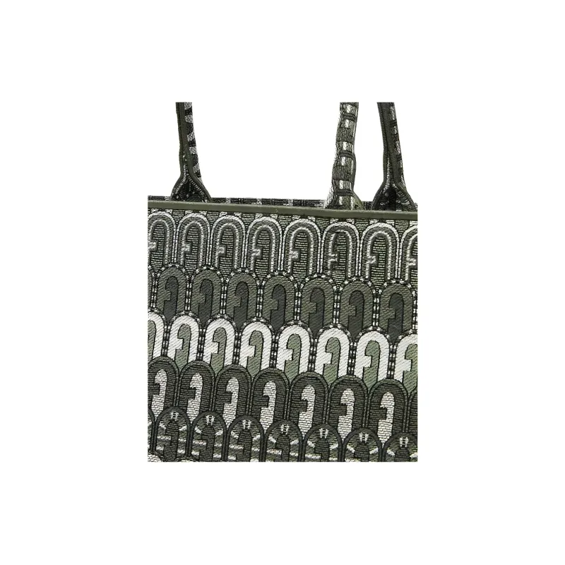 Furla Opportunity Regenerated Jacquard Tote Bag Shopping Bag Handbags Large Size Women's Cactus Green-3