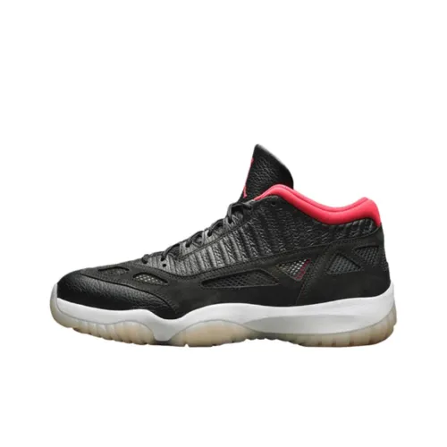 Jordan 11 Cushioning, Wear Resistant Low Top Vintage Basketball Shoes Men's Black Red