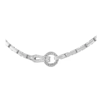 Cartier 2010s 18K White Gold Agrafe Diamond Pendant Necklace
