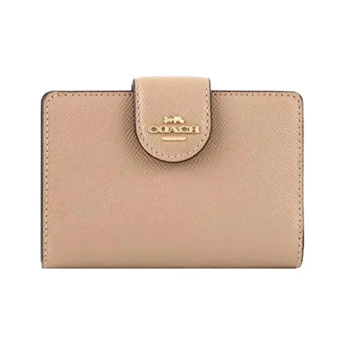 COACH Corner Zip Cross Grain Leather Storage Coin Pocket, Scott Holder, Wallet Regular Women's Oat