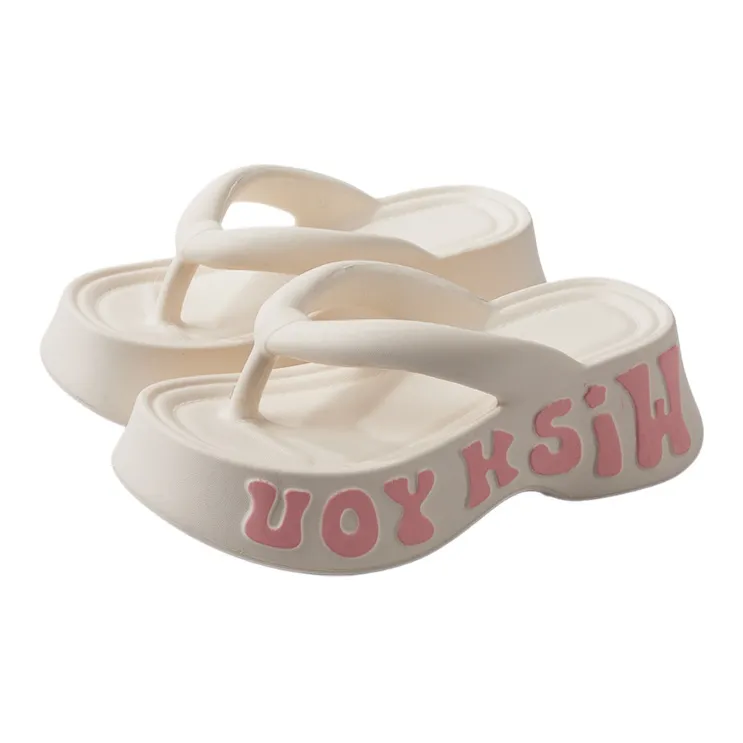 Warm Edge Fashion Flip Flops For Women's Summer Outerwear Trendy Platform Height Increasing Versatile Beach Slippers-4