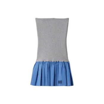 MIU MIU Sleeveless Dress Women's Blue Gray