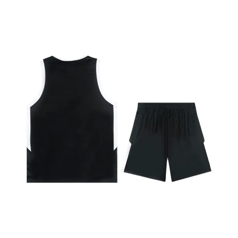 QIAODAN Basketball Suit Men's Black/Jordan White-1